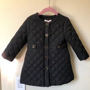 NWT Janie and Jack Quilted Black Coat Girls